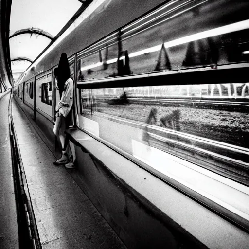 Image similar to candid train graffiti surrealist masterpiece, nostalgic photography