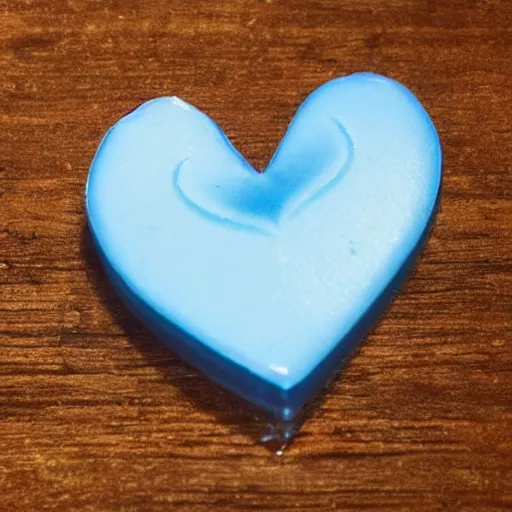 Image similar to heart shaped candle with blue ribbon, macro, realistic, very detailed