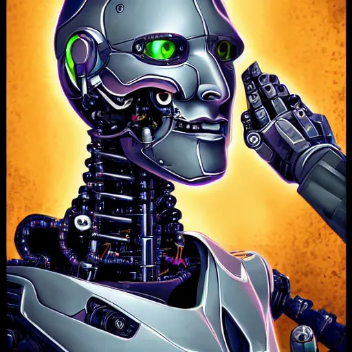 Image similar to cyborg robot profile portrait, detailed, character,