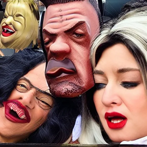 Image similar to Selfie of Hollywood Star caricature horn slap head