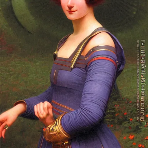 Image similar to portrait of a sci - fi woman, by edmund blair leighton