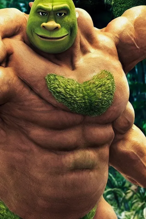 Prompt: Dwayne The Rock Johnson as Shreck