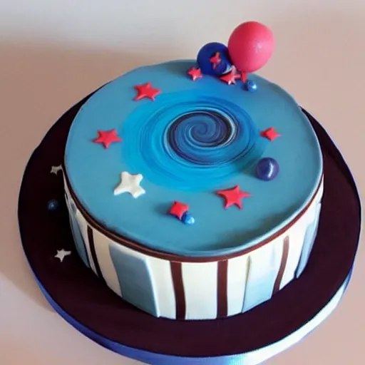 Image similar to birthday cake with a universe inside