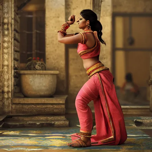 Prompt: south indian woman doing squats, ultra realistic, concept art, intricate details, highly detailed, photorealistic, octane render, 8 k, unreal engine