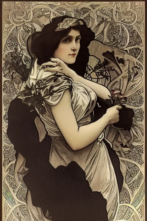 Image similar to tony soprano by alphonse mucha