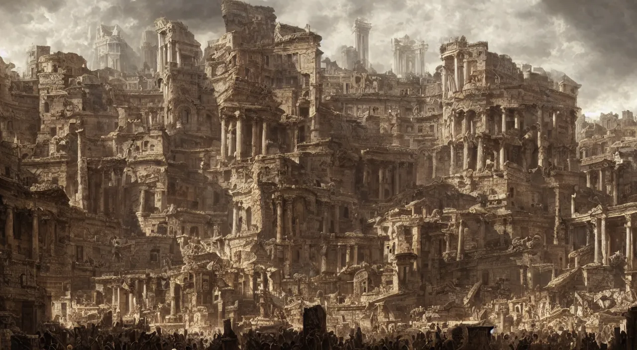 Prompt: 2 0 giant women body buildings creating a rare city at the kingdom of julius caesar, roman historic works, hyper - detailed, artstation trending, world renowned artists, historic artworks society, antique renewel, good contrast,, cgsociety, by greg rutkowski, by gustave dore, deviantart, 3 5 mm lens,