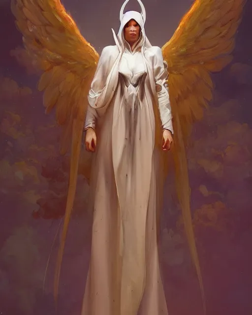 Prompt: character portrait of a mystical angel wearing robes, by peter mohrbacher, mark brooks, jim burns, marina abramovic, wadim kashin, greg rutkowski, trending on artstation