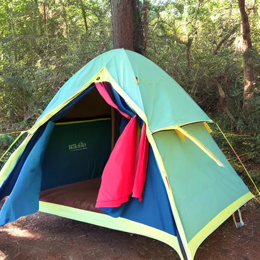 Image similar to a multi colored spraypainted camping tent