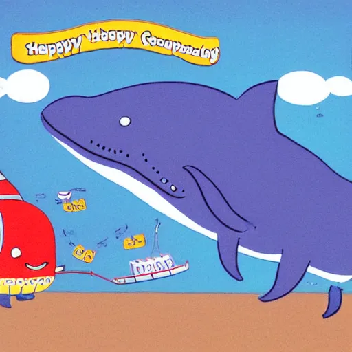 Image similar to a happy whale by richard scarry