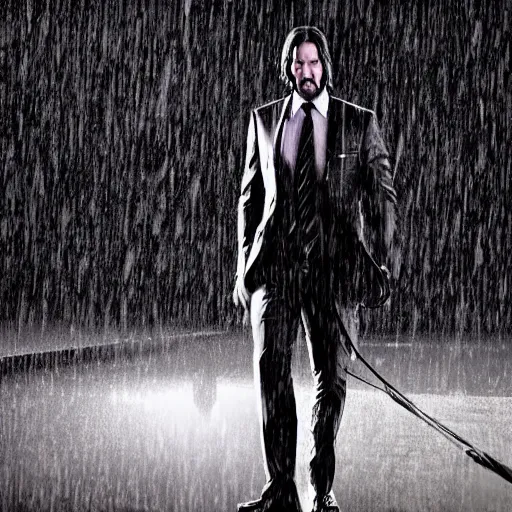 Prompt: john wick playing a guitar in the rain, photorealistic, realistic, dramatic, cinematic, photography