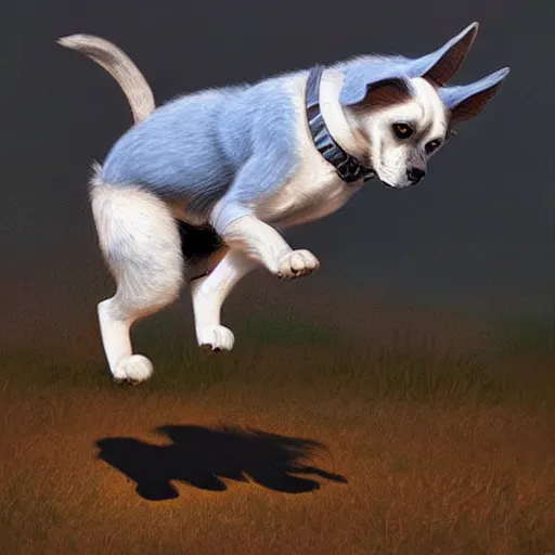 Prompt: A dog jumping , artwork by Aaron Blaise, disney, art station