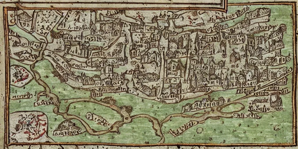 Image similar to medieval map marked as the town of yelm