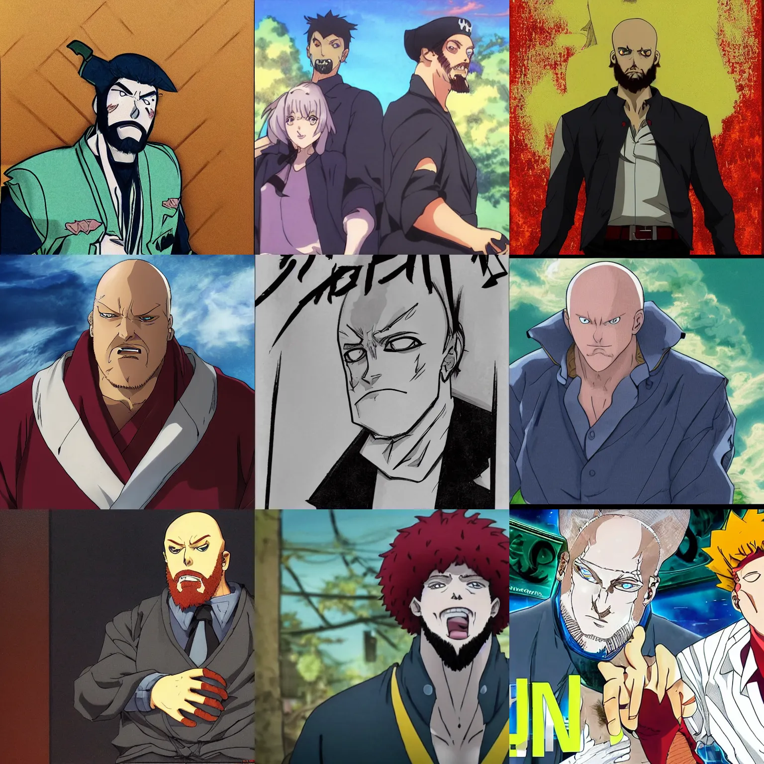 Prompt: an angriestpat portrait in the stye of the anime jojo no kimyo na boken