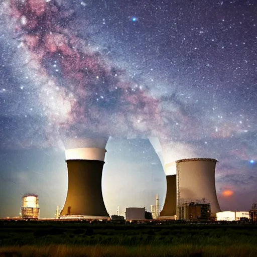 Image similar to The Milky Way over a nuclear power plant