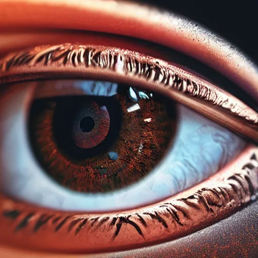 Image similar to hyperrealisitc extremely detailed life like, extreme macro close up of human eye, made in unreal engine 5, octane render, 1 6 k hd, realisitc, ray tracing, detailed, intricate