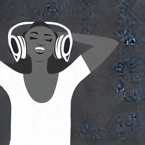 Image similar to illustration of a beautiful woman with headphones dancing