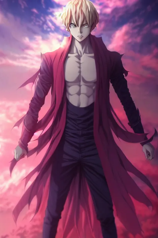 anime full body handsome young demon king man only,, Stable Diffusion