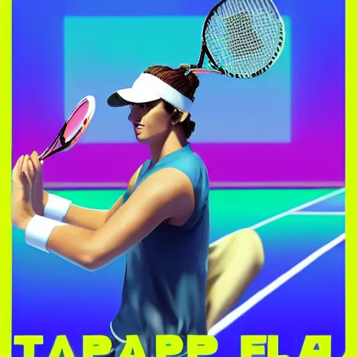 Prompt: vaporwave tennis ad