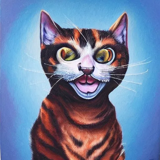 Image similar to highly realistic painting of a proud cat singing opera on a stage