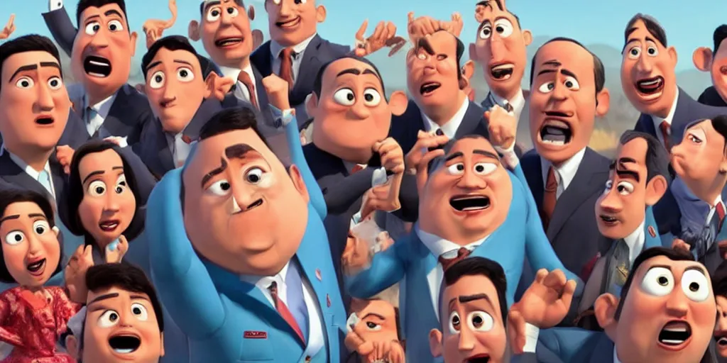 Prompt: turkish political leaders in a pixar movie