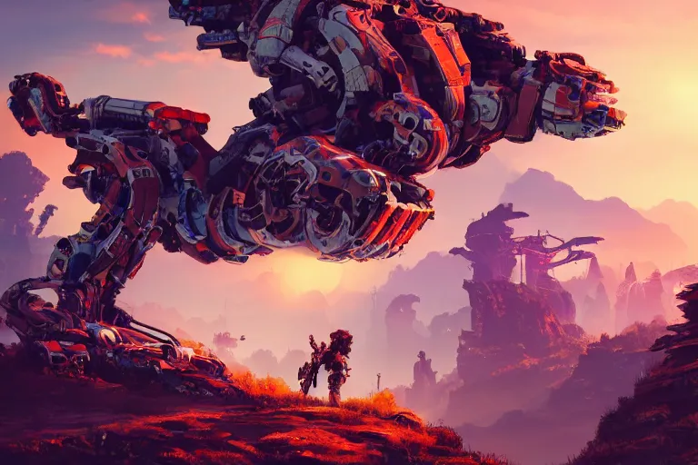 Image similar to rollerback machine mecanical creature robot of horizon forbidden west horizon zero dawn radiating a glowing aura global illumination ray tracing hdr fanart arstation by ian pesty and alena aenami artworks in 4 k