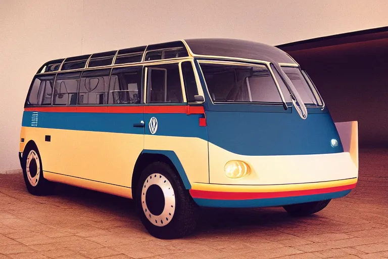 Prompt: designed by giorgetto giugiaro futuristic concept vw safari bus porsche, ektachrome photograph, volumetric lighting, f 8 aperture, cinematic eastman 5 3 8 4 film