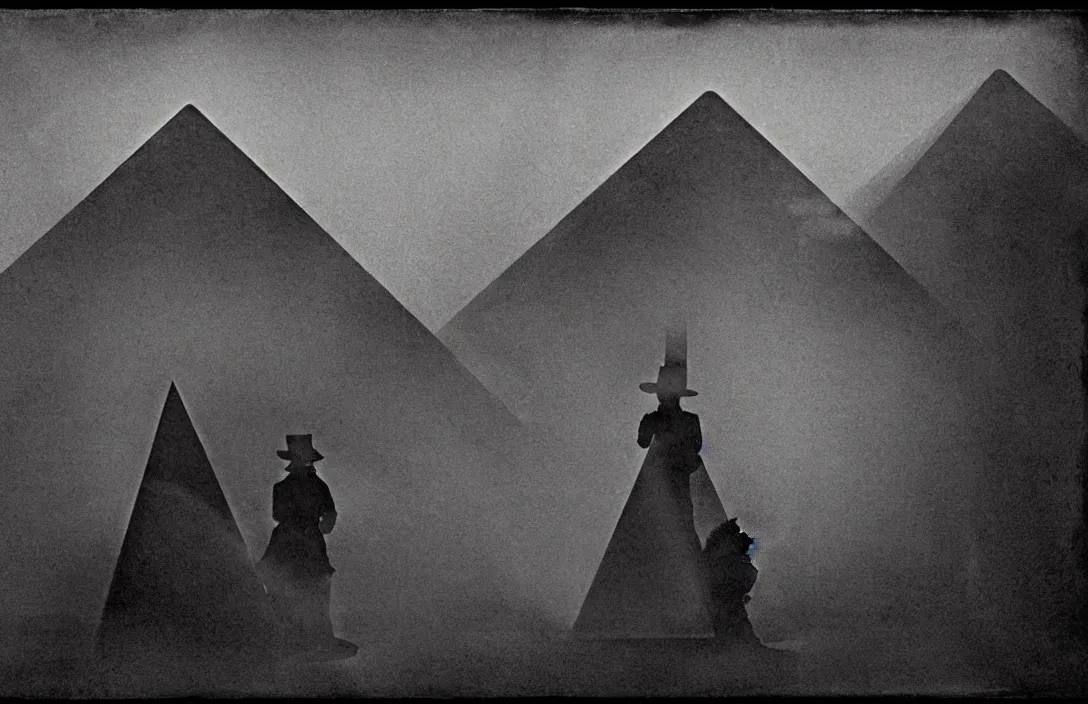 Prompt: light and shade should blend without lines or borders, in the manner of smoke the pyramid of figures is drawn together intact flawless ambrotype from 4 k criterion collection remastered cinematography gory horror film, ominous lighting, evil theme wow photo realistic postprocessing interpolated rotoscope there is no sense of movement tintype intricate painting by john singer sargent