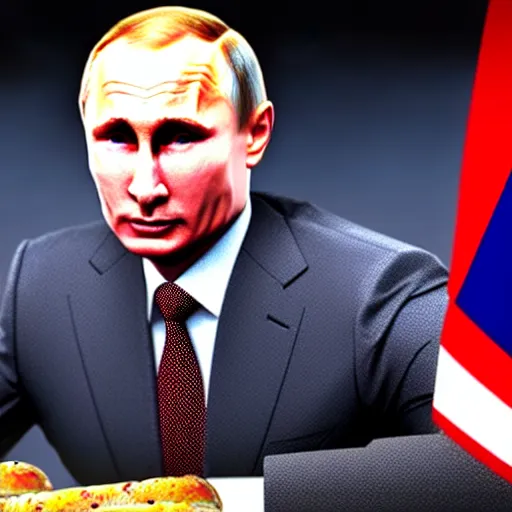 Prompt: uhd photorealistic putin dressed as a submarine sandwich