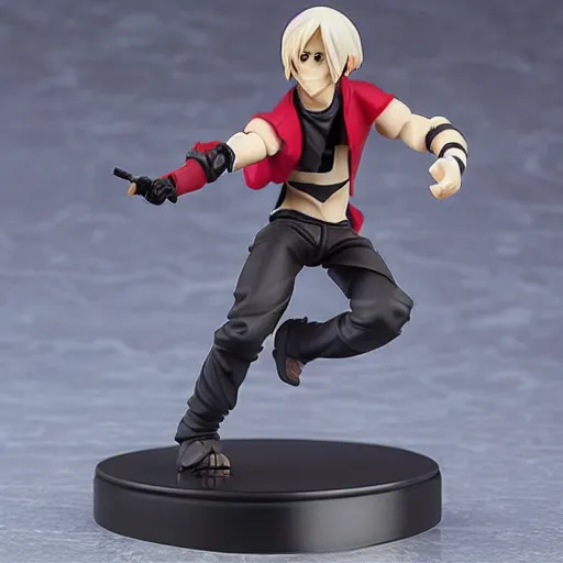 Image similar to famous Twitch.tv streamer xqc as a Figma anime figurine. Posable PVC action figurine. Detailed artbreeder face. Full body 12-inch Figma anime statue.