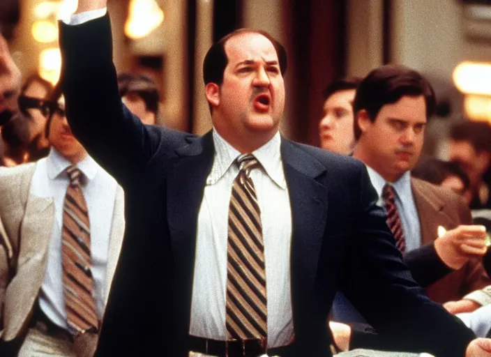 Prompt: !!!Kevin Malone!!! as Gordon Gecko in Wall Street 1987