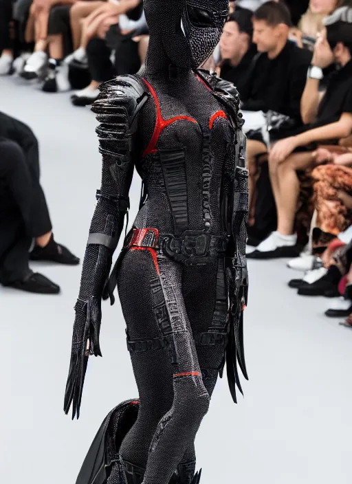 Image similar to hyperrealistic and heavy detailed balenciaga runway show of mortal kombat, leica sl 2 5 0 mm, vivid color, high quality, high textured, real life