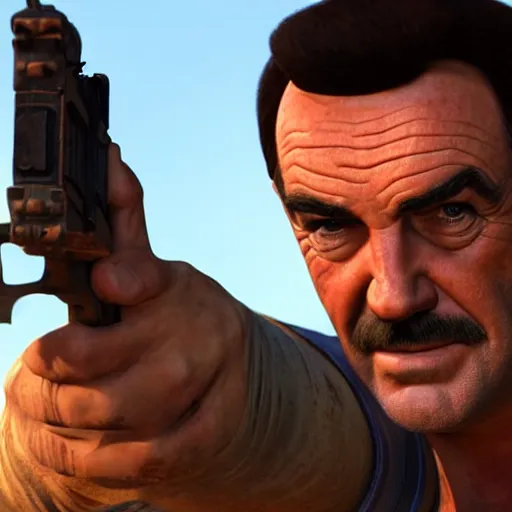 Image similar to sean connery as sully in uncharted 3, 8 k detail,