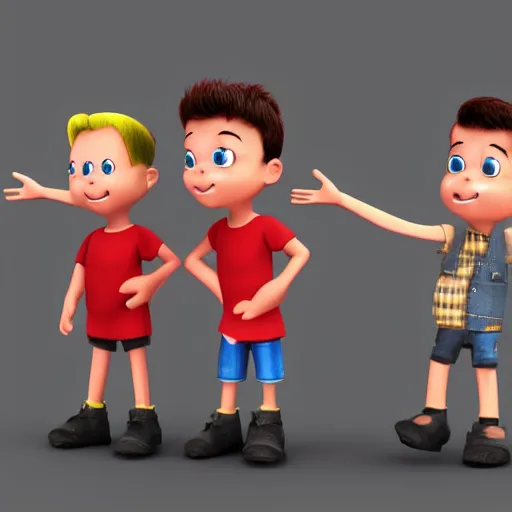 Prompt: cartoon Boys, 3d rendering