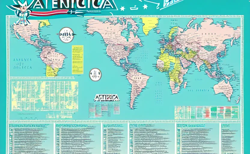 Image similar to hatsune miku across america map, map key, tourist map, brochure