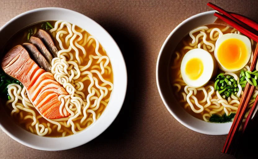 Image similar to a bowl of ramen soup, natural light, cinematic lighting, 8 k