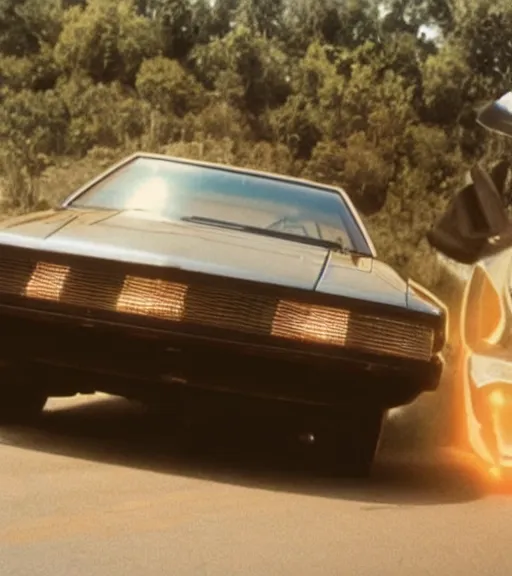 Image similar to a close - up, color cinema film still of knight rider, cinematic.