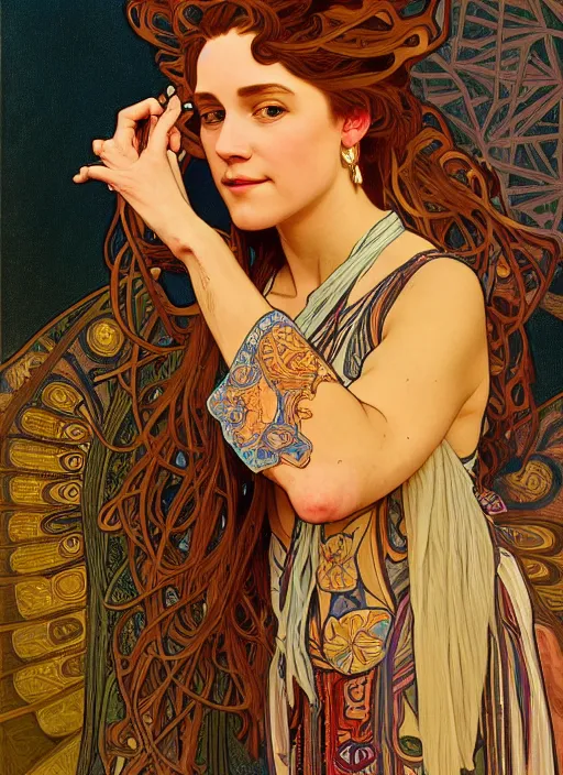 Prompt: oil portrait of singer - songwriter two feet, intricate, elegant, highly detailed, lighting, painting, artstation, smooth, illustration, art by greg rutowski and alphonse mucha