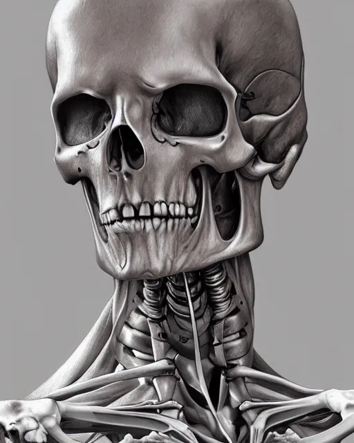 Image similar to ultra realistic illustration, male skeleton, sci - fi, fantasy, intricate, elegant, highly detailed, digital painting, artstation, concept art, smooth, sharp focus, illustration, art by hajime sorayama!!!