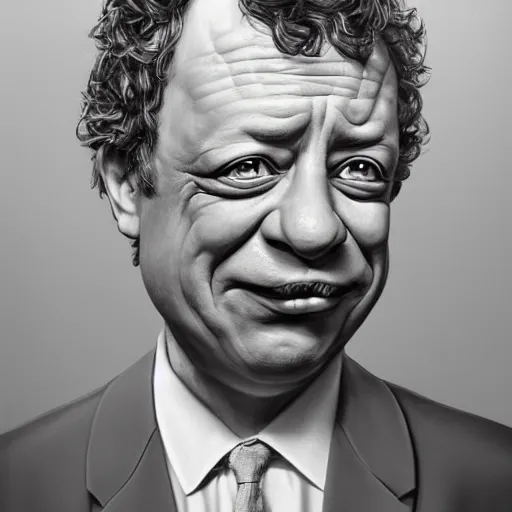 Image similar to Caricature portraits done of Gene Ween, realistic, hyperrealistic, very realistic, highly detailed, very detailed, extremely detailed, detailed, oil painting, digital art, trending on artstation