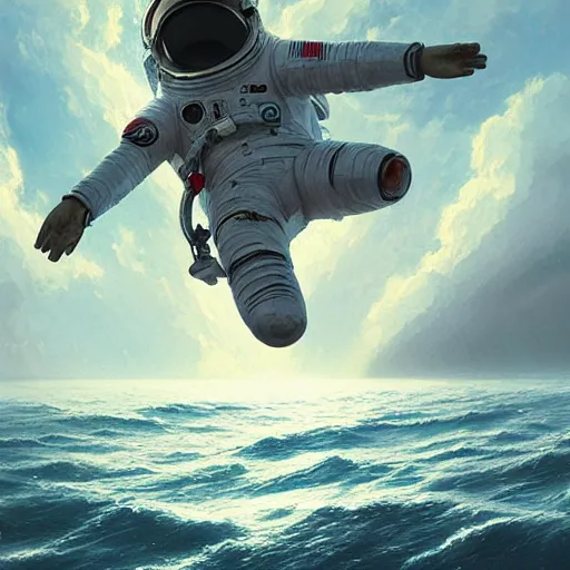 Prompt: an astronaut lost in the ocean,digital art,detailed,ultra realistic,art by greg rutkowski W 640