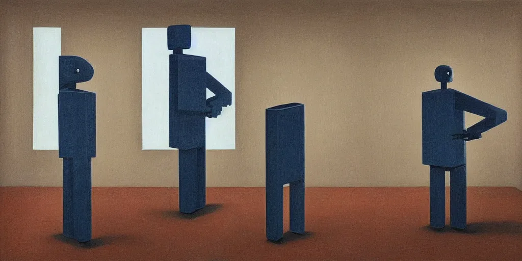 Prompt: a robot and a human standing next to each other staring out a window in the future, perfect symmetry, warm colors, in the style of gertrude abercrombie, whimsical, surreal, super focus, emotional colors, h 1 0 2 4