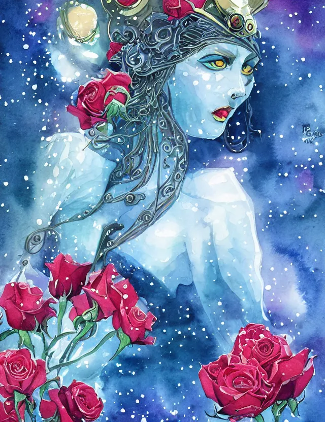 futuristic deity of roses and snow. this heavily | Stable Diffusion ...