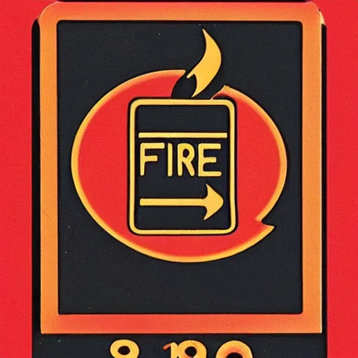 Prompt: a photo of a retro 1 9 7 0 s minimalistic clean fire warning label enamel pin, beautiful cinematic light, behance