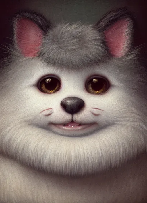 Image similar to highly detailed closeup portrait of cute fluffy animals, unreal engine, nicoletta ceccoli, mark ryden, earl norem, lostfish, global illumination, god rays, detailed and intricate environment