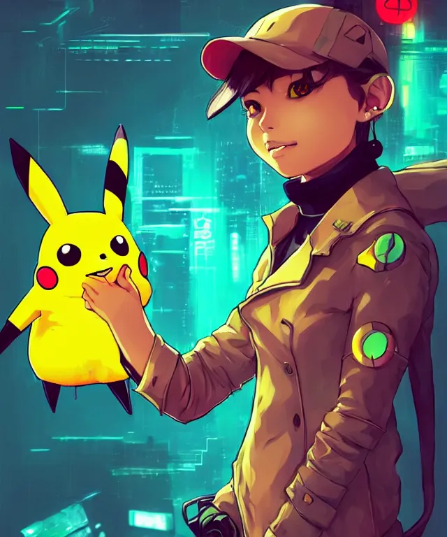 Image similar to a portrait of a cyberpunk pikachu holding a riceball, cyberpunk!, fantasy, elegant, digital painting, artstation, concept art, matte, sharp focus, illustration, art by josan gonzalez