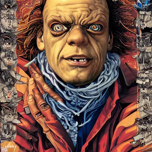 Image similar to portrait of crazy doc brown, symmetrical, by yoichi hatakenaka, masamune shirow, josan gonzales and dan mumford, ayami kojima, takato yamamoto, barclay shaw, karol bak, yukito kishiro