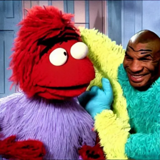 Prompt: mike tyson on sesame street