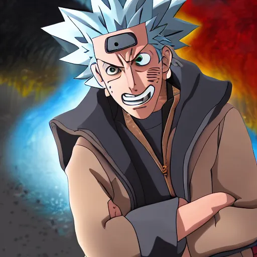 Image similar to Rick Sanchez in Naruto 4K detailed Digital art