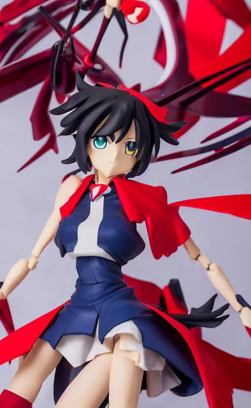 Prompt: toy design, action figure of ryuko from kill la kill, short hair, hair down, 2 0 2 2 anime style, figma figure, collection product, cosplay photo, big red scissors, dark blue school uniform, inspired by good smile company, 1 2 0 mm, photo taken by professional photographer, trending on facebook, anime character anatomy, high resolution