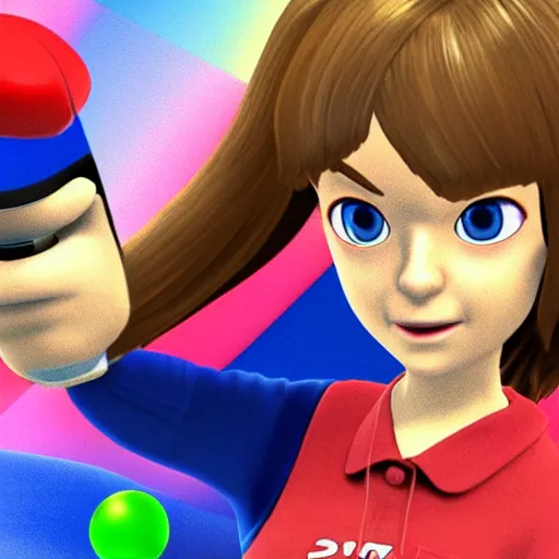 Prompt: screenshot of emma stone as a character in wii sport, mii channel, nintendo, rtx, best graphics